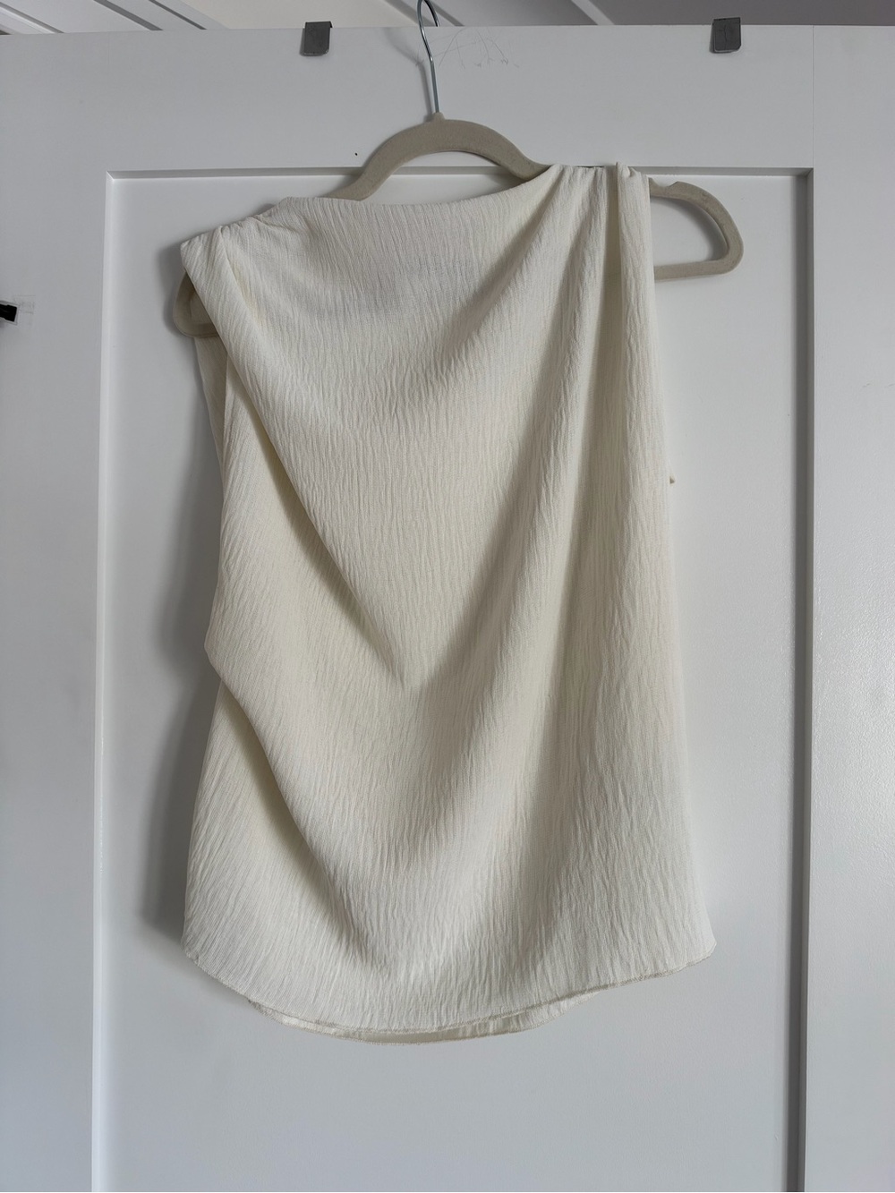 Zara Cream One-Shoulder Draped Camisole
